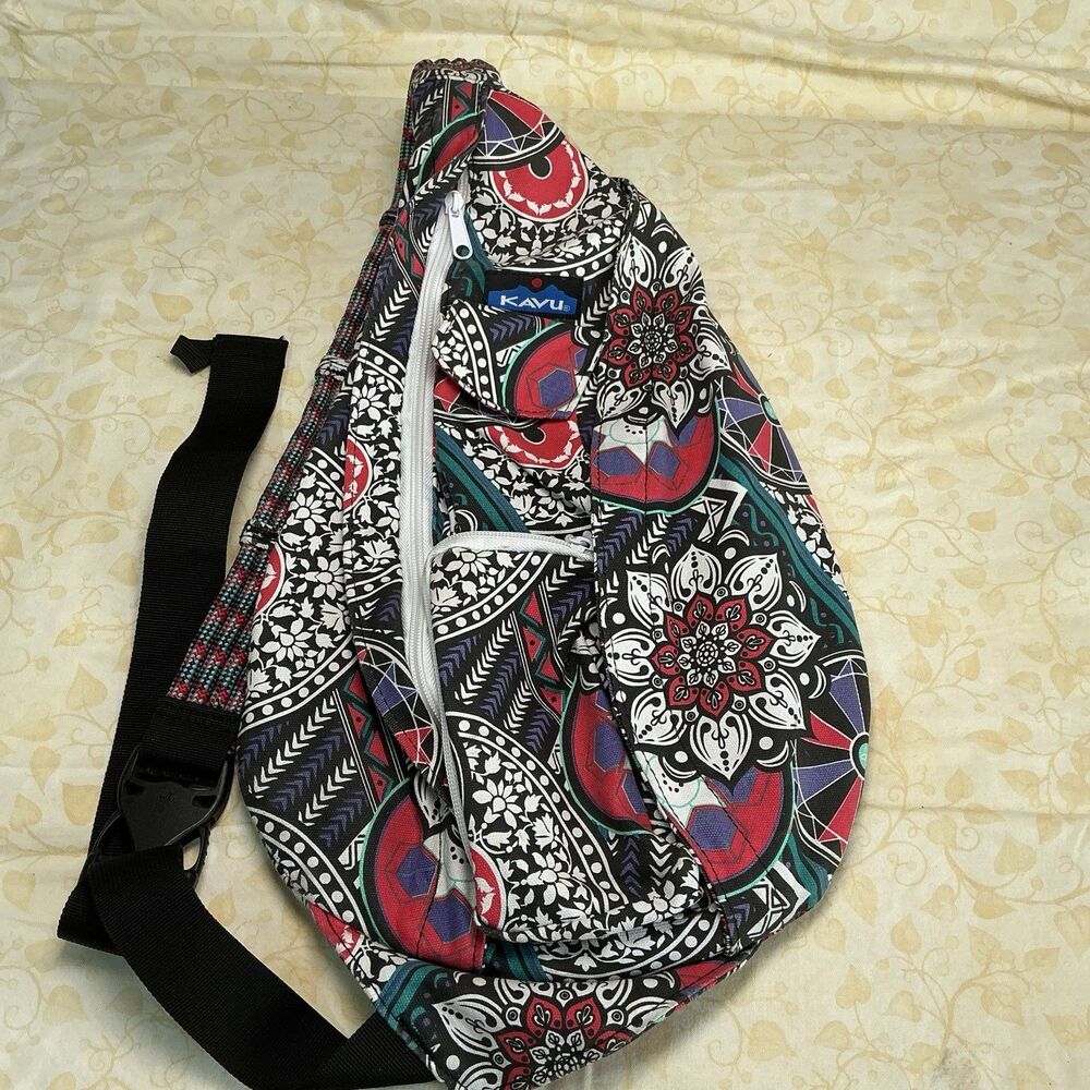 KAVU Rope Sling Bag Crossbody Backpack Multicolor Floral Geometric Paisley